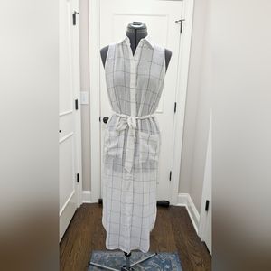 White Grid Shirt Dress